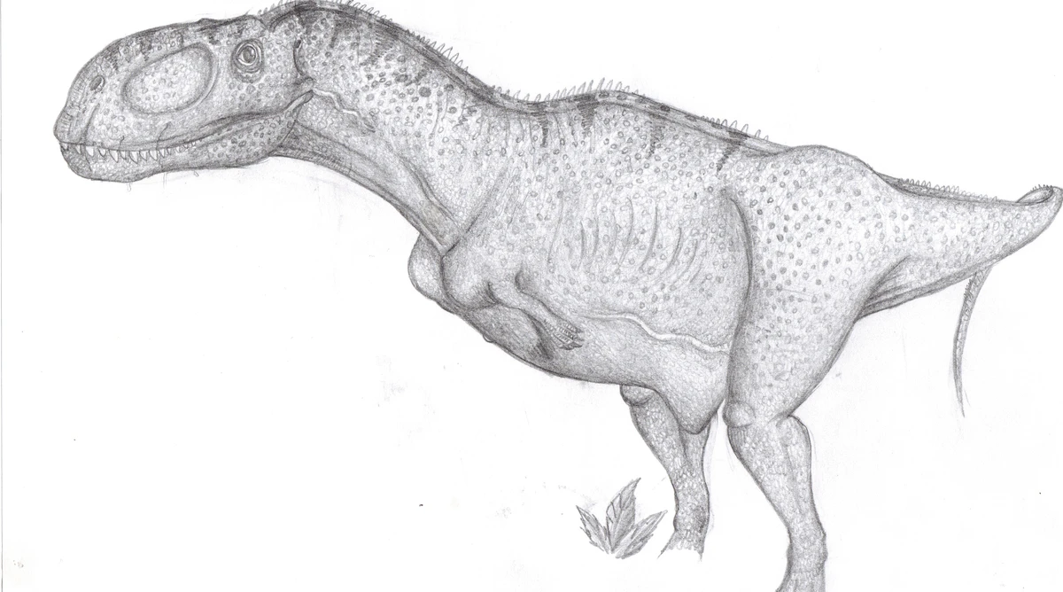 Ilustración paleontológica de Abelisaurus